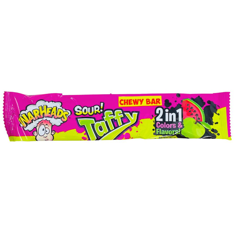 Warheads Candy - Sour Taffy Bar 2in1 1.49oz - 24 Pack 
