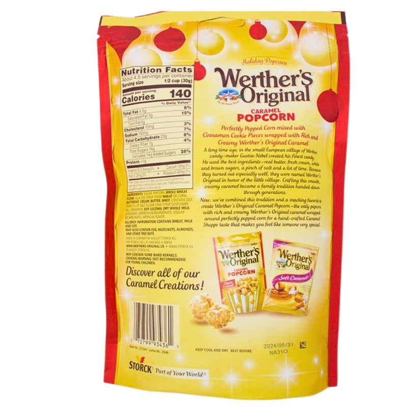 Werther's Original Popcorn Cinnamon Cookie 5oz - 12 Pack Nutrition Facts Ingredients