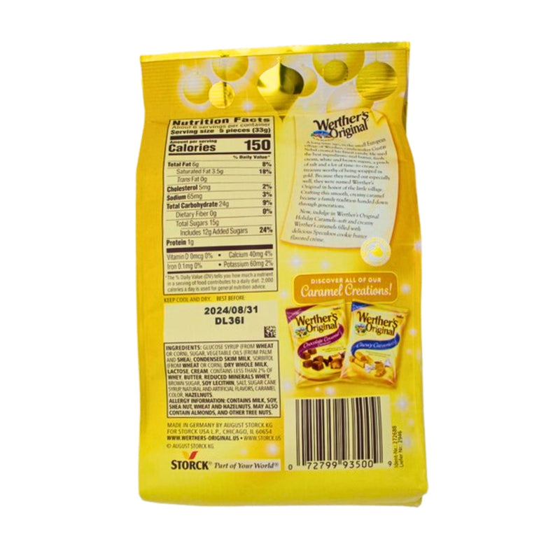 Werther's Original Cookie Butter Creme Chewy Caramels 7.4oz - 8 Pack Nutrition Facts Ingredients