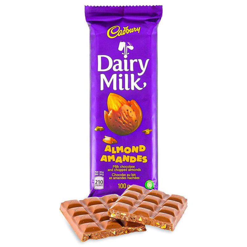Dairy Milk Chocolate Bars - Almond 100g - 24 Pack - Canadian Chocolate Bars - Cadbury Canada
