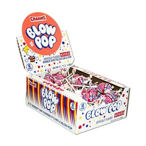 Charms Cherry Blow Pop Lollipops with Bubble Gum Center 48CT-Suckers-Candy Canada