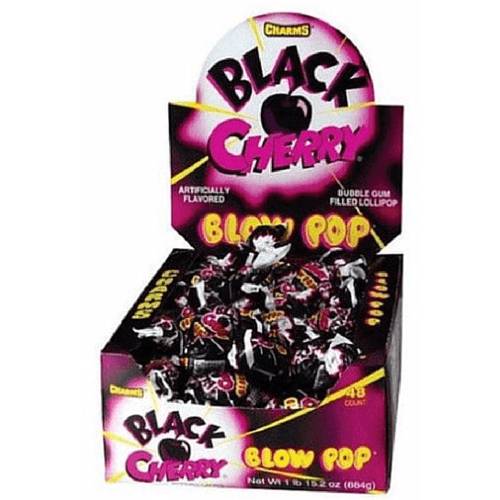 Charms Black Cherry Blow Pop Lollipops with Bubble Gum Center-Suckers-Retro Candy
