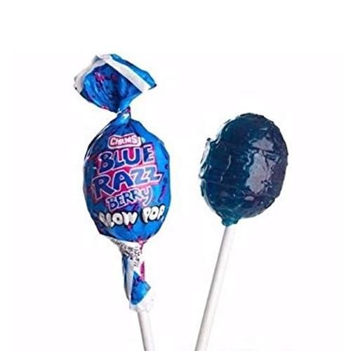 Charms Blue Razz Berry Lollipops with Bubble Gum Center Suckers-Retro Candy Kitchener Waterloo