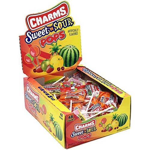 Charms Sweet N Sour Pops Lollipops Suckers-Retro Candy