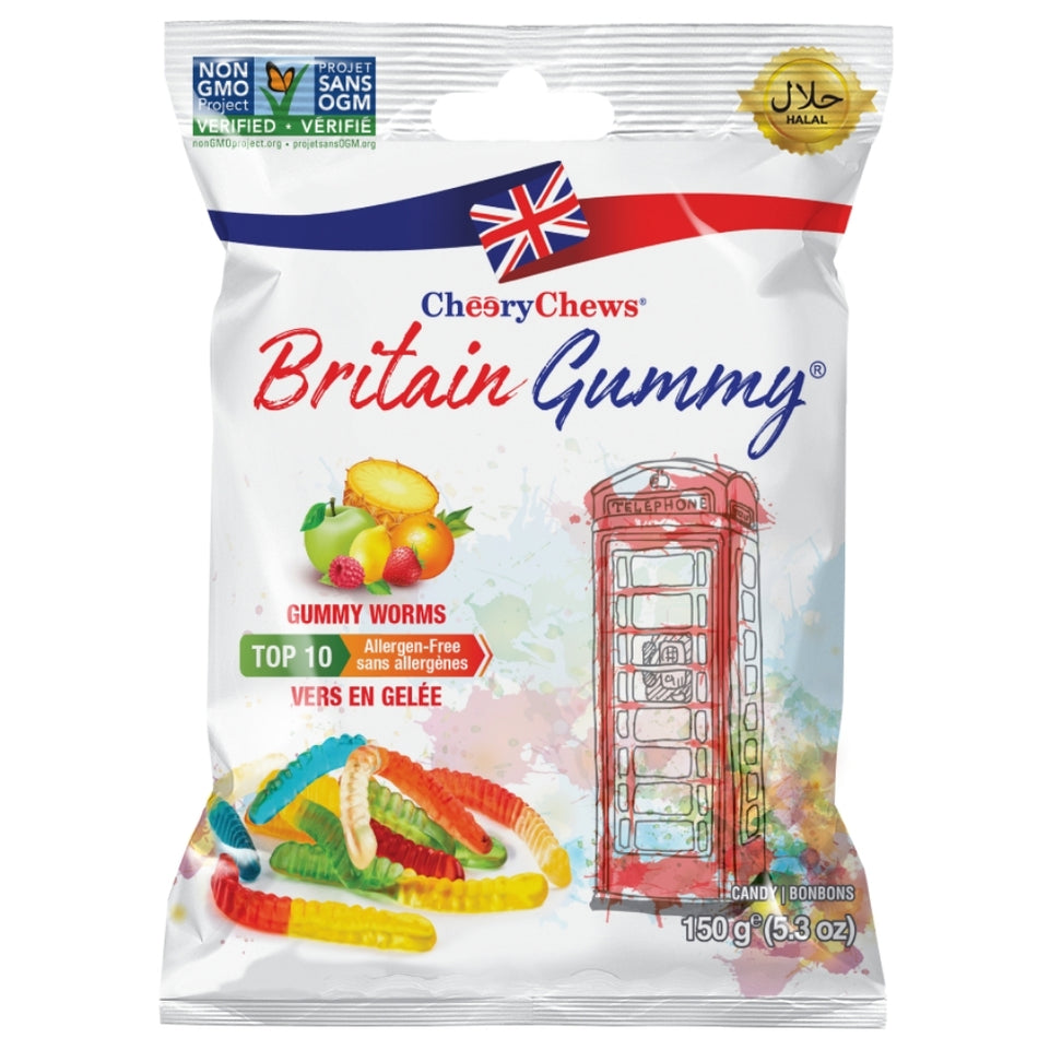 Cheery Chews Britain Gummy Worms 150g Candy District