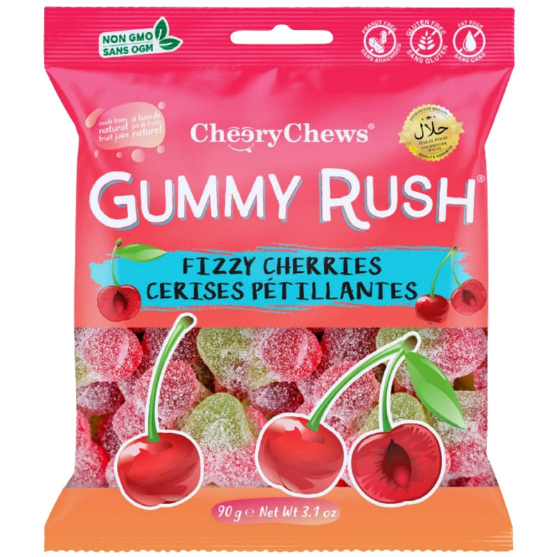 Cheery Chews Gummy Rush Fizzy Cherries 90g Candy District
