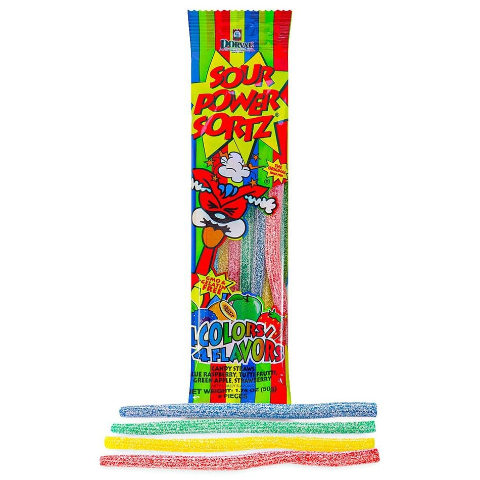 Dorval Sour Power Sortz 4 Flavour Straws 50g 1.75oz Candy District