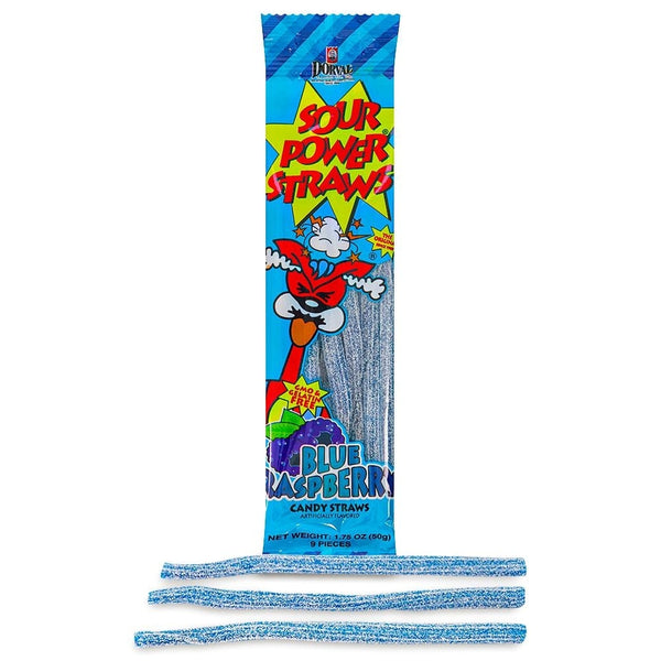 Dorval Sour Power Straws Blue Raspberry 50g 1.75oz Candy District