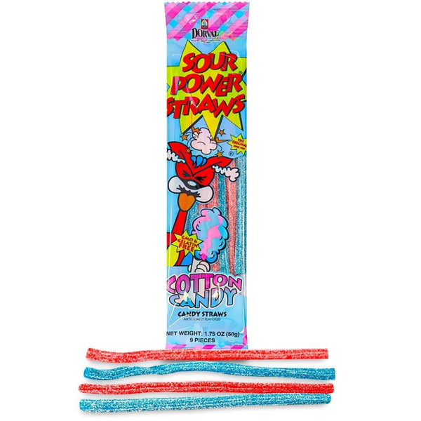 Dorval Sour Power Straws Cotton Candy 50g 1.75oz Candy District