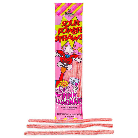 Dorval Sour Power Straws Pink Lemonade 50g 1.75oz Candy District