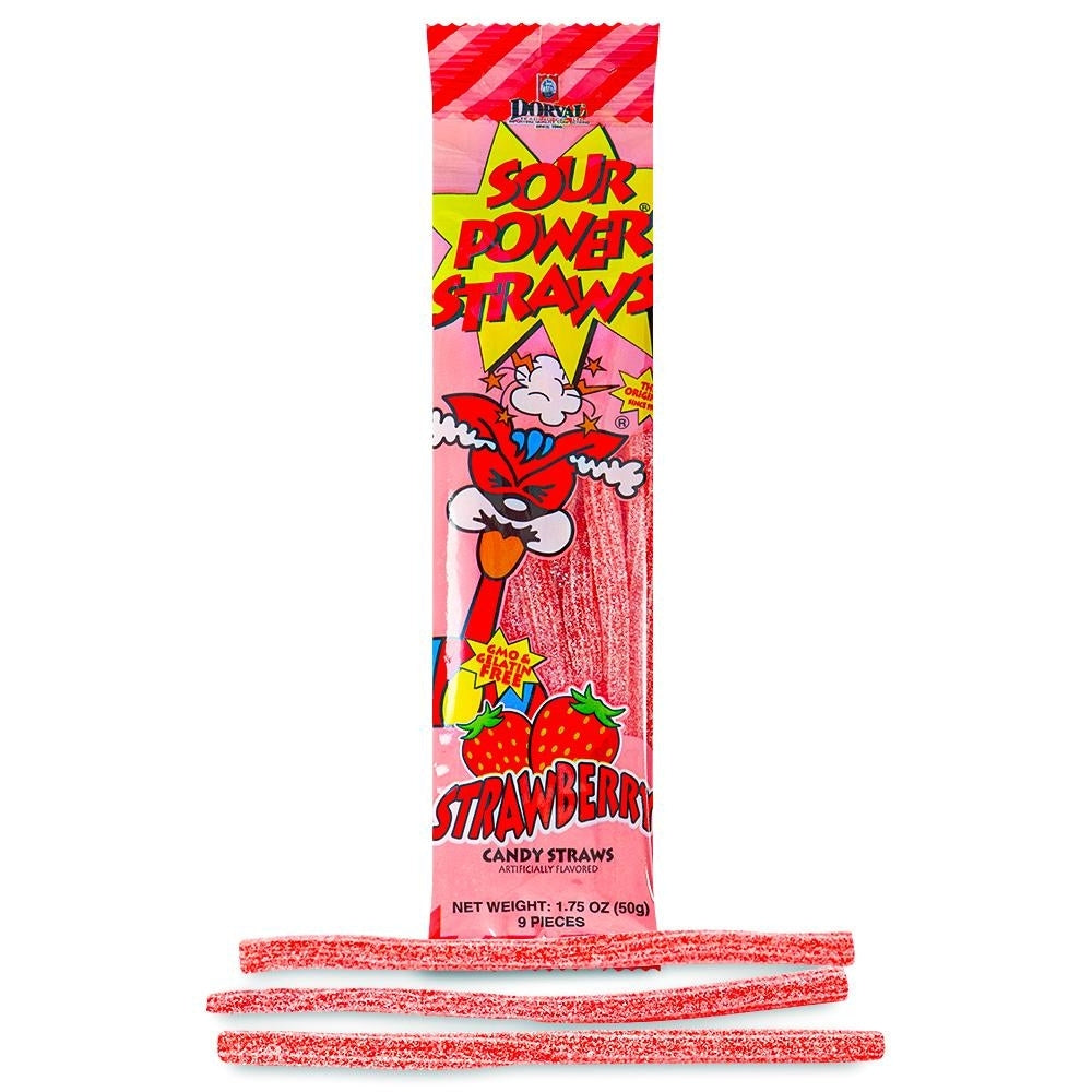 Dorval Sour Power Straws Strawberry 50g 1.75oz Candy District