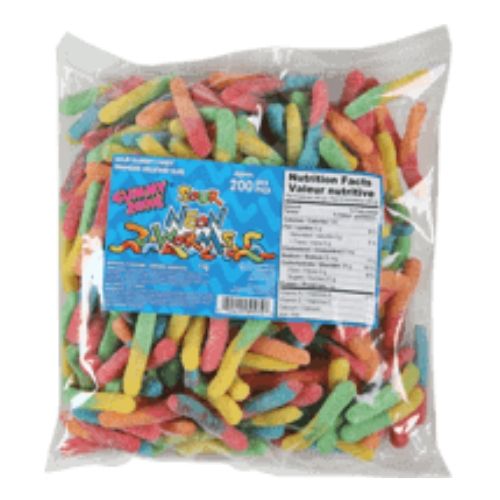Gummy Zone Sour Neon Gummy Worms-1 kg