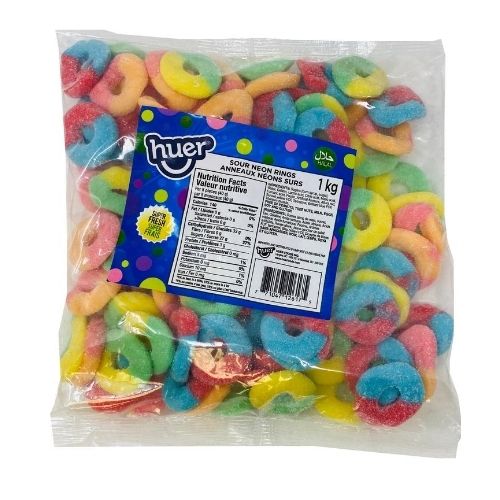 Huer Sour Neon Rings Halal Candy-1 kg | Candy District