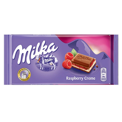 Milka Raspberry Cream European Chocolate Made with Alpine Milk