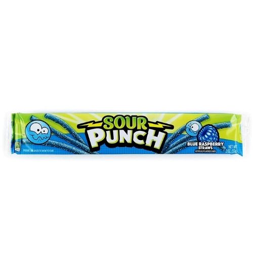 Sour Punch Blue Raspberry Straws Licorice Candy- 2 oz.