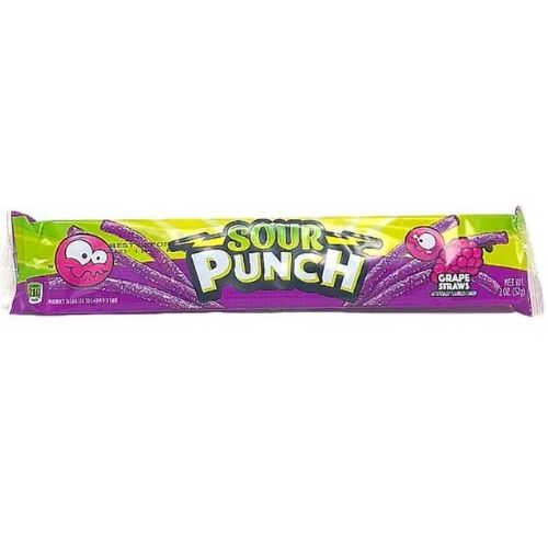 Sour Punch Grape Straws Halal Candy- 2 oz.