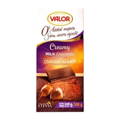 Valor Creamy Milk Chocolate Hazelnut Cream - No Sugar Added - 100 g