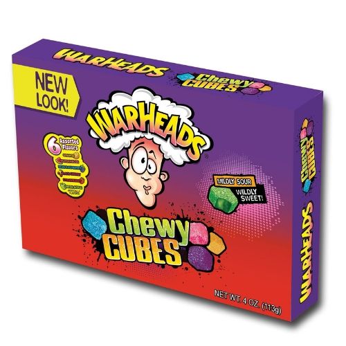 Warheads  Candy - Sour Chewy Cubes Theater Box - Warheads sour candy